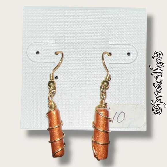 Bundle Sale 3 for $15 | Copper-Colored Earrings Wrapped in Gold Tone Wire - Picture 1 of 7